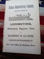 1875 Original railroad Ad DICKSON MANUFACTURING Locomotives RR Cars Scranton PA picture