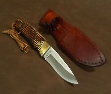 Schrade Uncle Henry Hunter Mini Camp Knife w/Belt Sheath & Staglon handle picture