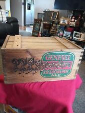 Antique Vintage Advertising Genesee 12 Horse Ale Graphics Wood Crate With Lid 🔥 picture