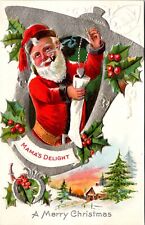 A Merry Christmas Mama's Delight Embossed Santa Claus Postcard picture
