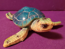 Teal Sea Turtle Figurine Polyresin 5