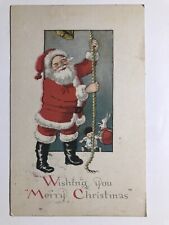 1917 Wishing You Merry Christmas Santa Claus Rabbit Baby Postcard picture