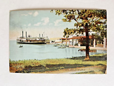 1913 Antique Vintage Postcard FOX'S DOCK PUT-IN-BAY Ohio STEAMSHIP Horse n Water picture
