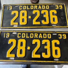 (2) - MATCHING  PAIR - 1939 - COLORADO - LICENSE  PLATES picture