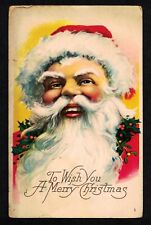 1304 Antique Vintage Postcard Smiling Santa To Wish You A Merry Christmas ELYRIA picture