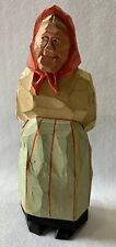 1947 Wood Carving Signed Trygg Or Gunnarsson Sweden Woman with Apron And Basket picture
