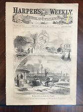 Vintage Harpers Weekly 2 May 1863. Lincoln Reviews Troops, Ironclads, Ft Sumter picture
