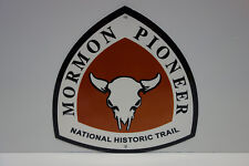 MORMON PIONEER NATIONAL SCENIC TRAIL BAKED ENAMEL SIGN. MINT NOS. HEAVY SIGN. picture