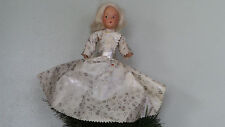 Vtg 40s 50s Girl ANGEL Tree Topper white  Gold Dress Traditional or mid century  picture