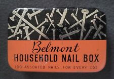 Vintage Tin Advertising Belmont Household Nail Box  picture