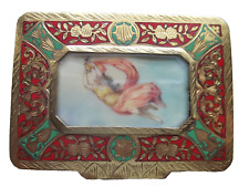 Italian Silver Hand Painted Rectangular Enamel & Gilt Compact picture