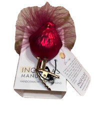Inge Glas Manufaktur Red Bird Mediator Ornament With Glitter and Feathers picture