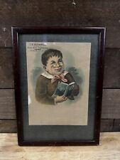 Vintage Wood Framed “J.W. Montgomery” Boy In Glasses Cabinet Card Warsaw, N.Y. picture