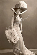 Victorian Era Fashion Woman Posing w/ Large Hat - Vintage Photo Print 4x6 picture