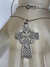 Vintage Antiques Sterling Silver Jerusalem  Crusader Cross Pendant with Chain picture