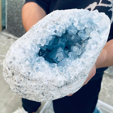 5.79LB natural blue celestite geode quartz crystal mineral specimen healing. picture