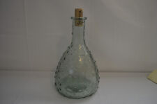Vintage Hand Blown Green Hobnail Glass Bottle Spain picture