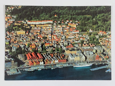 Aerial View of Bergen Norway Postcard Unposted Bryggen sett fra fly picture