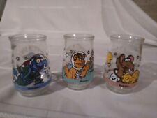 Lot of 3 1990's Vintage Muppets in Space Welch’s Jelly Jam 4” Jar Juice Glasses picture