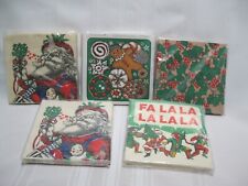 Lot of 5 Vintage Christmas Cocktail Napkins - Cost Plus - NEW picture