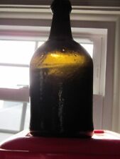 Dark Olive Black glass bottle Squat Early to Mid  1800s Ale or porter bottle picture