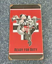 GERMAN READY FOR DUTY MG34 MG43 14 X 8 VINTAGE STYLE METAL SIGN picture