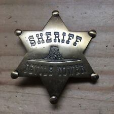 Rare Vintage 1950s 6 Point  DEVILS TOWER SHERIFF Badge Metal Brass Clip on 2.75