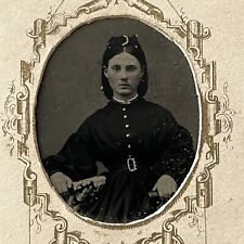 Antique Tintype Photograph Beautiful Young Woman Teen Girl Civil War Era picture