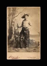 Amazing Antique Photo, 1880s Armed Texas Cowboy Wearing Fringed Chaps, Rifle picture