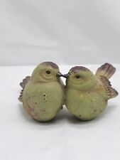 Ceramic Love Birds Figurines Green Textured Matte Kissing Birds Decorative  picture