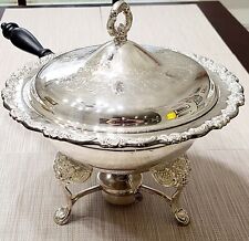 Vintage Oneida Seacrest Silverplate Chafing Dish with Lid, Liner, Stand, Burner picture