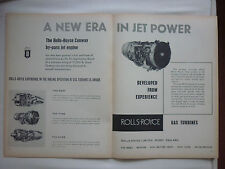 1959 PUB ROLLS-ROYCE CONWAY BY-PASS JET ENGINES GAS TURBINE DART AVON TYNE AD picture