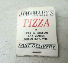 Jim And Marys Pizza W Mason Bay Center Green Bay Wisconsin Vintage Matchbook picture