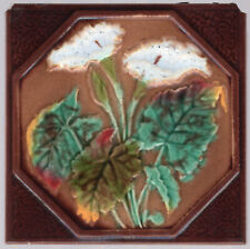 Decorative Art Tile Co - c1887 - Arum Lilies -  Antique Victorian Majolica Tile picture