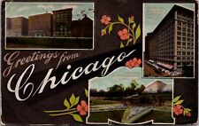 Postcard Multiple Views Greetings from Chicago, Illinois Advertising Tourism picture