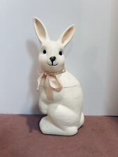 Vintage Plastic Blow Mold White Easter Bunny Rabbit Candy Container 11” 1970s picture