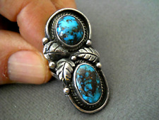 Old Pawn Native American Navajo Rich Blue Bisbee Turquoise Sterling Silver Ring picture