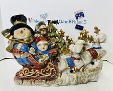 Kirkland's Christmas Snowman Reindeer Sleigh Night Light Figurine Ceramic 13''  picture