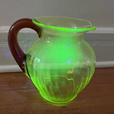 RARE Antique 1920s Utility Glass Works uranium vaseline and amber glass pitcher picture