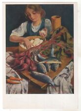 1965 Young GIRL In the kitchen. Vegetables, Fish ART Soviet Russian Postcard OLD picture