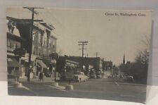 RPPC c1950 Busy Center Street Shops Cars. WALLINGFORD, CONN. POSTCARD Photo picture
