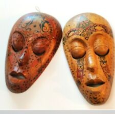 2 Tribal Masks. Wall Hanging Hand painted Mask, Hand Carved Wooden Mask 13