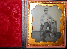 1/6th Size Ambrotype of young man in full case, split at hinge picture