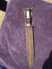 WW1 WW2 CUSTOM MADE US ARMY FIGHTING KNIFE, DAGGER, WITH LEATHER SHEATH picture