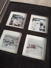 VERY RARE Gift Box Vintage Land O Lakes Butter B&W Glass Coasters Tractor Cows picture
