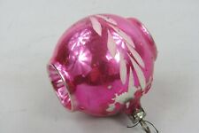 VTG Antique Silvered Glass Red Double Indent BALL Christmas Ornament Germany picture
