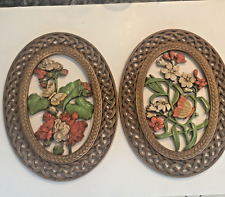Vintage Syroco Dart Oval Floral & Butterfly Wall Hanging Decor 17