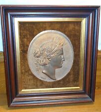 1886 French Relief Brevetes SGDG Paris Bronze Plaque -Ceres- In Deep Well Frame picture