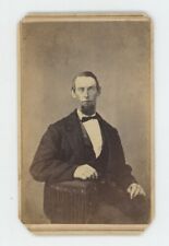 Antique CDV Circa 1860s Handsome Striking Man With Chin Beard Wearing Suit & Tie picture