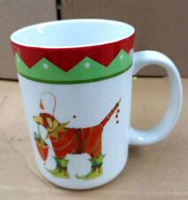BEAUTIFUL RARE Dept 56 Dog Red PJs Elf Shoes Mug KRINKLES by Patience Brewster picture